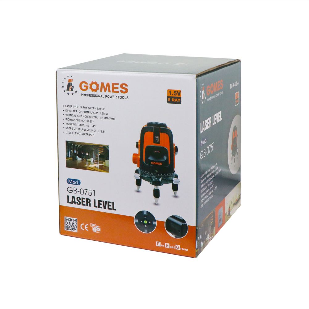 Máy chỉ vạch 5 tia lazer xanh GOMES GB-0751
